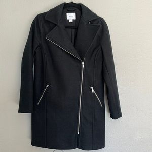 Soft-brushed long line moto coat